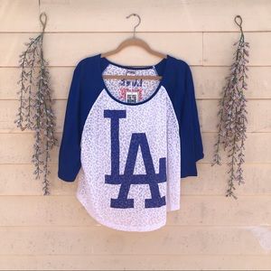 Pink LA Dodgers 3/4 Sleeve Top